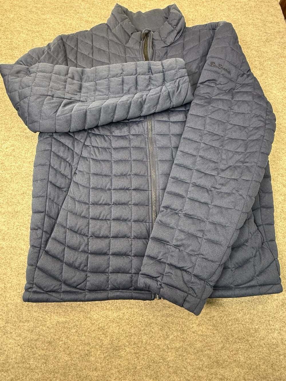 Ben Sherman Men's Navy Blue Quilted Full Zip Puffer Jacket